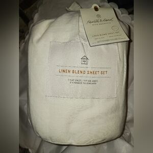 Hearth & Hand Sour Cream Linen Cotton Blend Sheet Set FULL SIZE